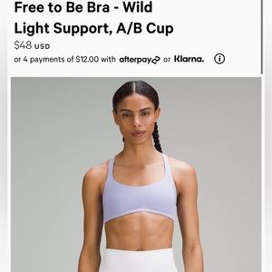 NWT Lululemon Free to be Wild Bra- lilac ribbed